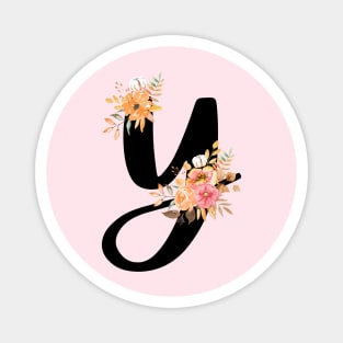 Letter Y With Watercolor Floral Wreath Magnet